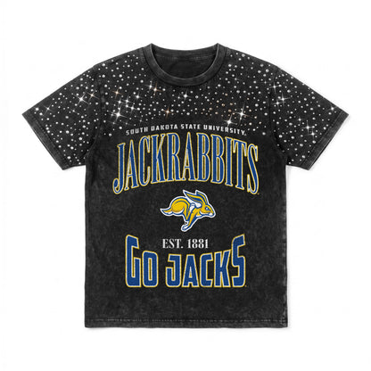 SOUTH DAKOTA STATE JACKRABBITS IN THE ZONE VINTAGE WASH RHINESTONE TEE