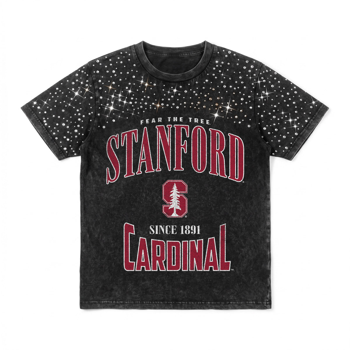 STANFORD CARDINAL IN THE ZONE VINTAGE WASH RHINESTONE TEE