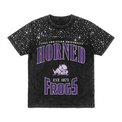 TCU HORNED FROGS IN THE ZONE VINTAGE WASH RHINESTONE TEE