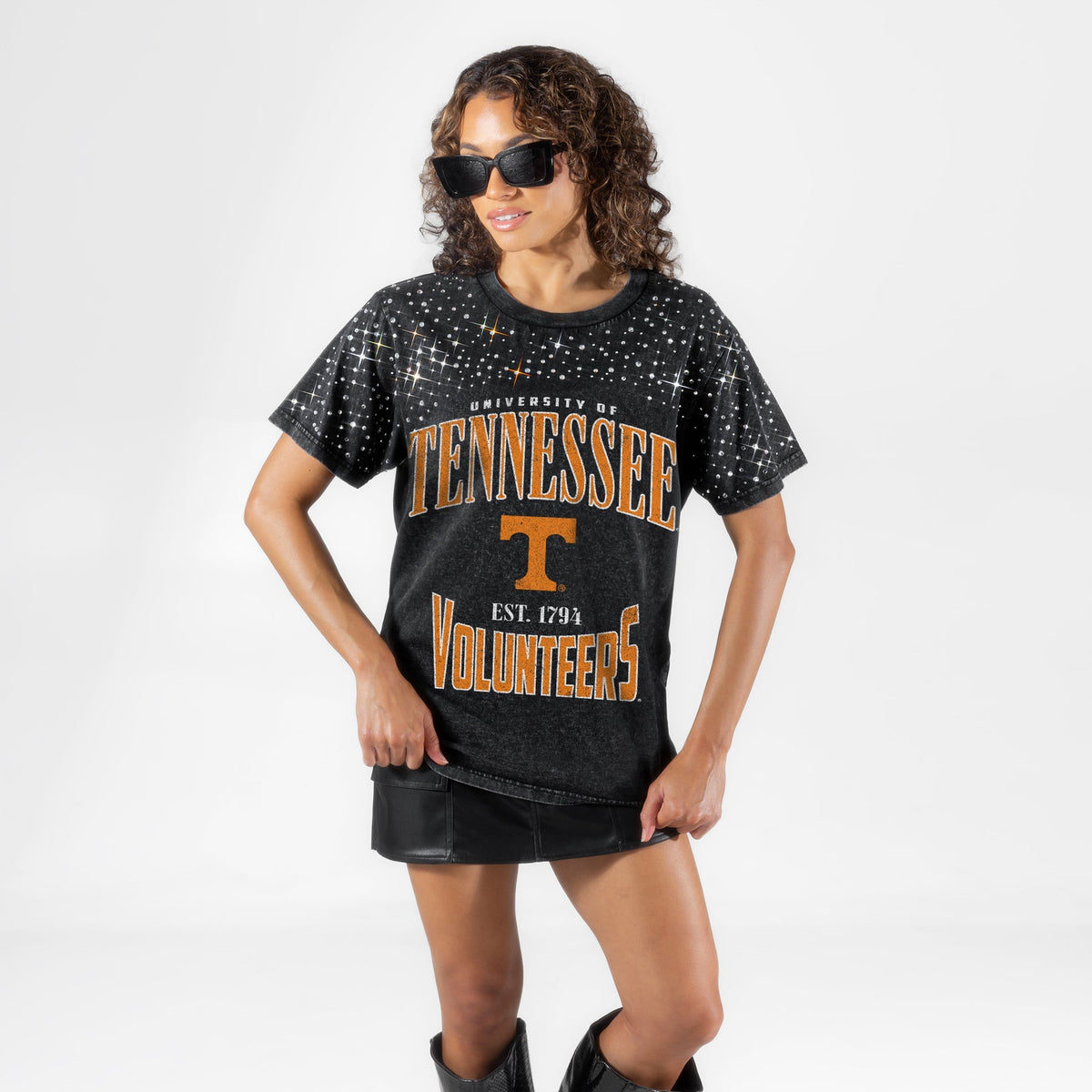 TENNESSEE VOLUNTEERS IN THE ZONE VINTAGE WASH RHINESTONE TEE