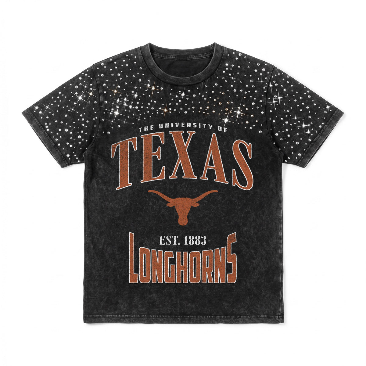 TEXAS LONGHORNS IN THE ZONE VINTAGE WASH RHINESTONE TEE
