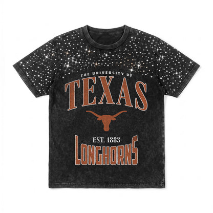 TEXAS LONGHORNS IN THE ZONE VINTAGE WASH RHINESTONE TEE