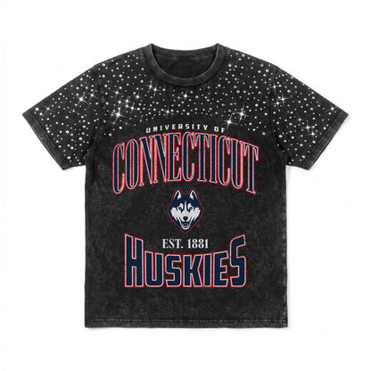 UCONN HUSKIES IN THE ZONE VINTAGE WASH RHINESTONE TEE