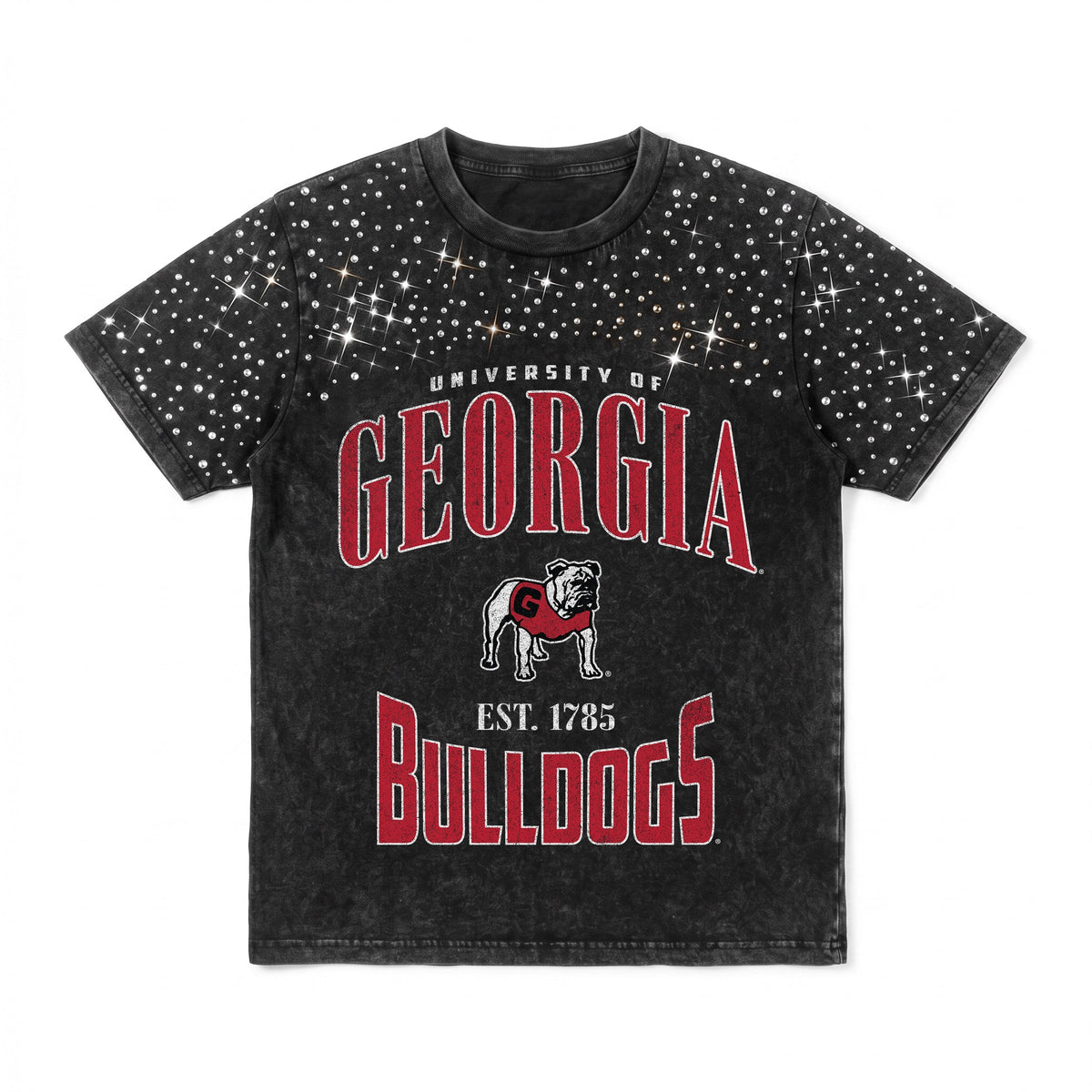 GEORGIA BULLDOGS IN THE ZONE VINTAGE WASH RHINESTONE TEE