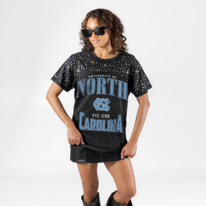 NORTH CAROLINA TAR HEELS IN THE ZONE VINTAGE WASH RHINESTONE TEE
