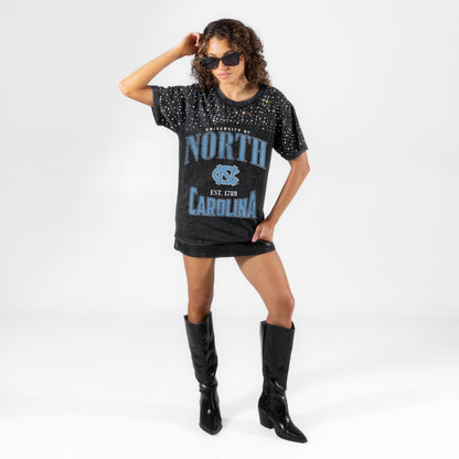 NORTH CAROLINA TAR HEELS IN THE ZONE VINTAGE WASH RHINESTONE TEE