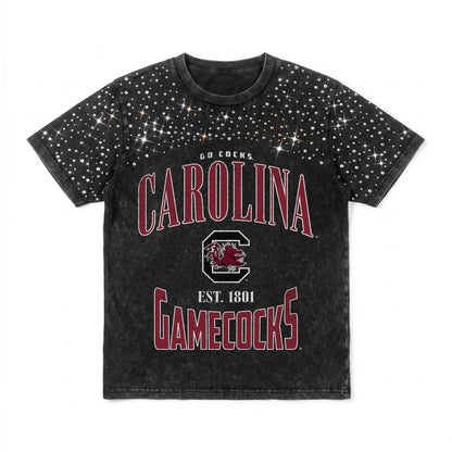 SOUTH CAROLINA GAMECOCKS IN THE ZONE VINTAGE WASH RHINESTONE TEE