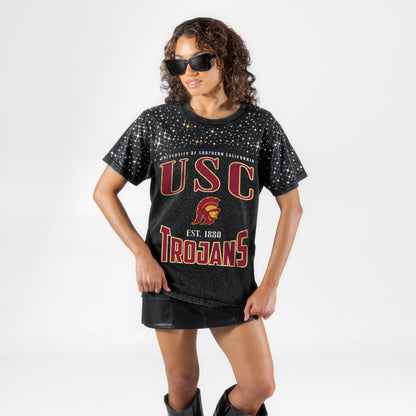 USC TROJANS IN THE ZONE VINTAGE WASH RHINESTONE TEE