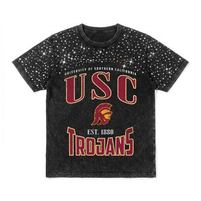 USC TROJANS IN THE ZONE VINTAGE WASH RHINESTONE TEE