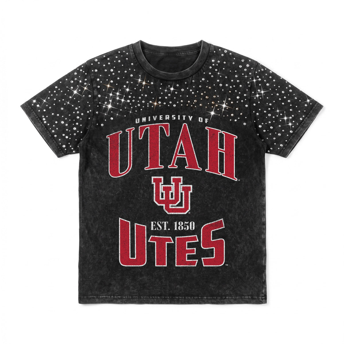 UTAH UTES IN THE ZONE VINTAGE WASH RHINESTONE TEE