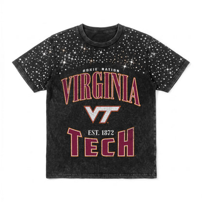VIRGINIA TECH HOKIES IN THE ZONE VINTAGE WASH RHINESTONE TEE