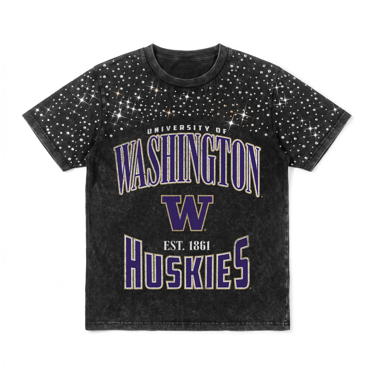 WASHINGTON HUSKIES IN THE ZONE VINTAGE WASH RHINESTONE TEE