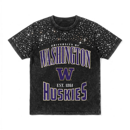 WASHINGTON HUSKIES IN THE ZONE VINTAGE WASH RHINESTONE TEE