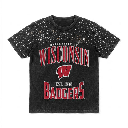 WISCONSIN BADGERS IN THE ZONE VINTAGE WASH RHINESTONE TEE