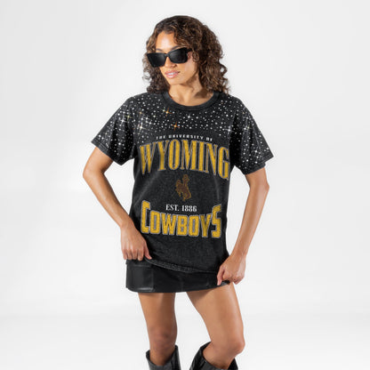 WYOMING COWBOYS IN THE ZONE VINTAGE WASH RHINESTONE TEE