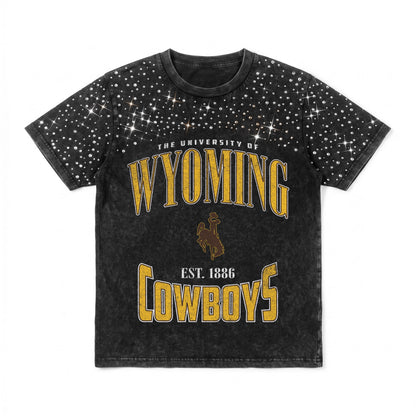 WYOMING COWBOYS IN THE ZONE VINTAGE WASH RHINESTONE TEE