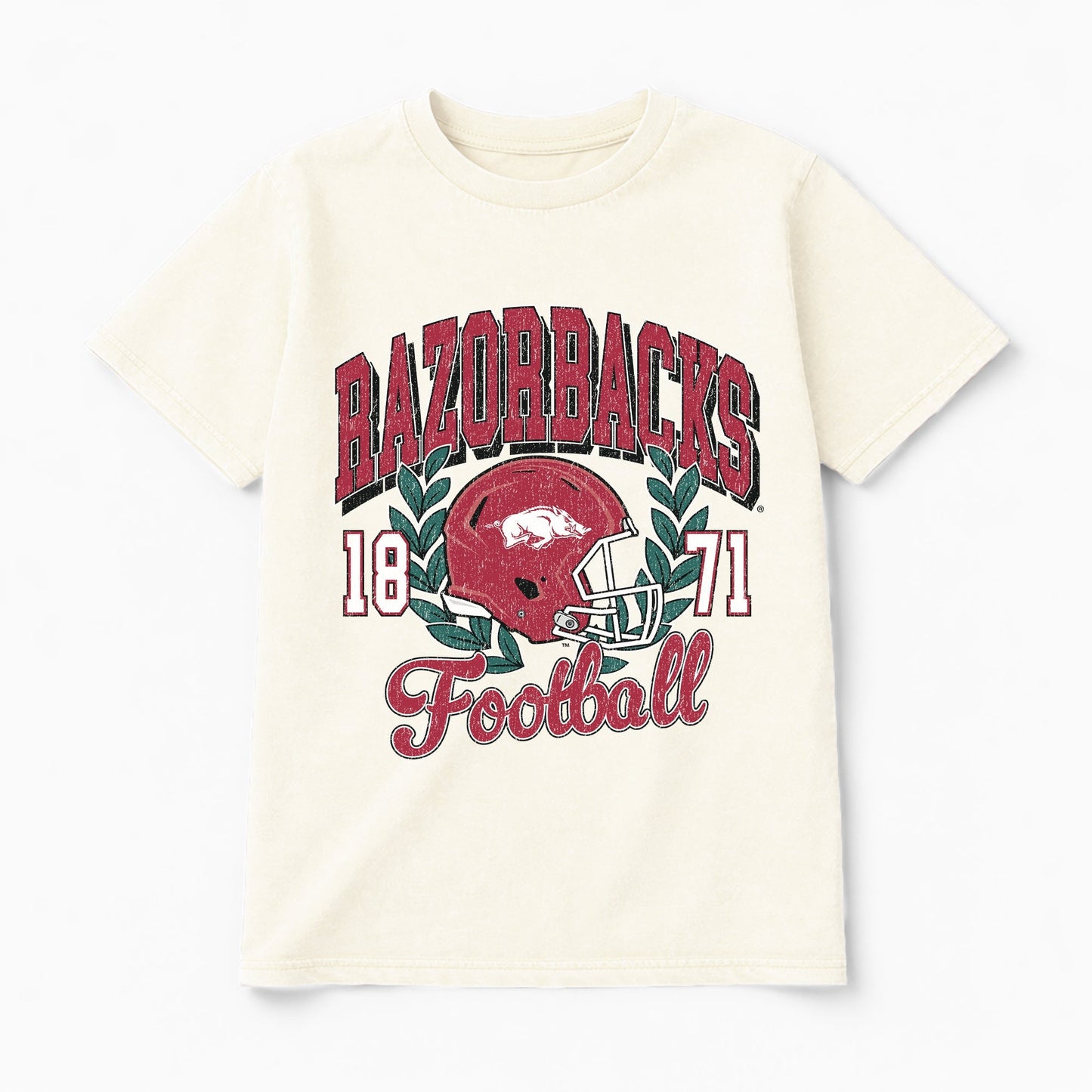 ARKANSAS RAZORBACKS RAISED ON VICTORY CLASSIC FIT COTTON BLEND CREWNECK TEE