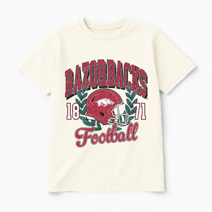 ARKANSAS RAZORBACKS RAISED ON VICTORY CLASSIC FIT COTTON BLEND CREWNECK TEE