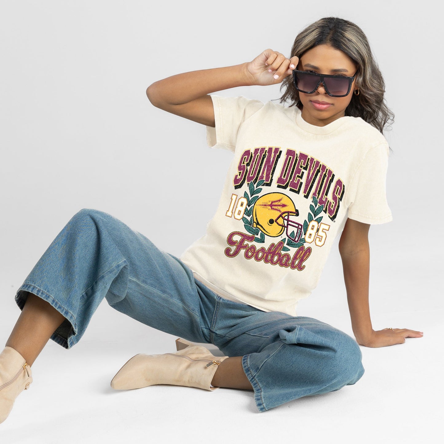 ARIZONA STATE SUN DEVILS RAISED ON VICTORY CLASSIC FIT COTTON BLEND CREWNECK TEE