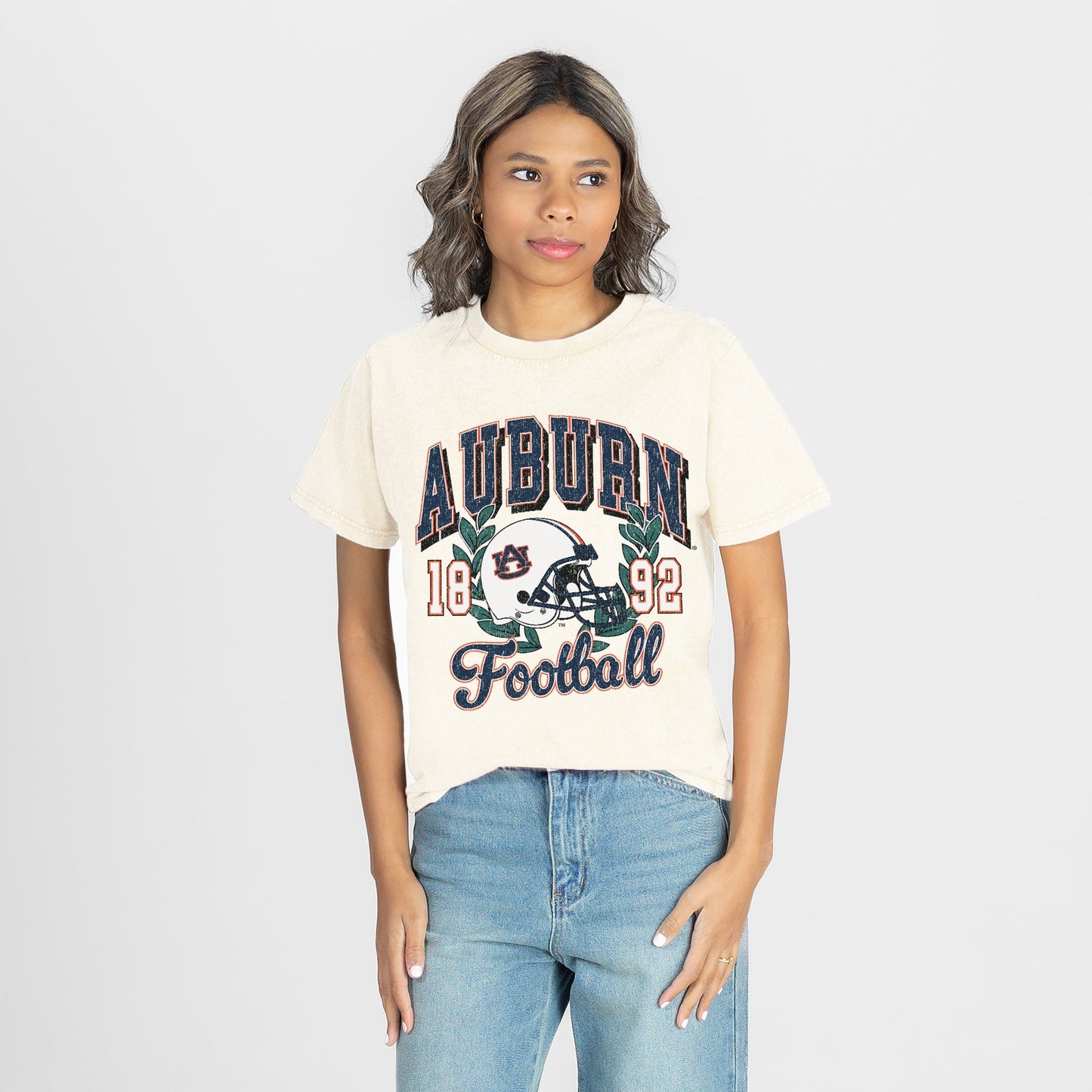 AUBURN TIGERS RAISED ON VICTORY CLASSIC FIT COTTON BLEND CREWNECK TEE
