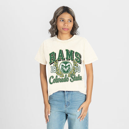 COLORADO STATE RAMS RAISED ON VICTORY CLASSIC FIT COTTON BLEND CREWNECK TEE