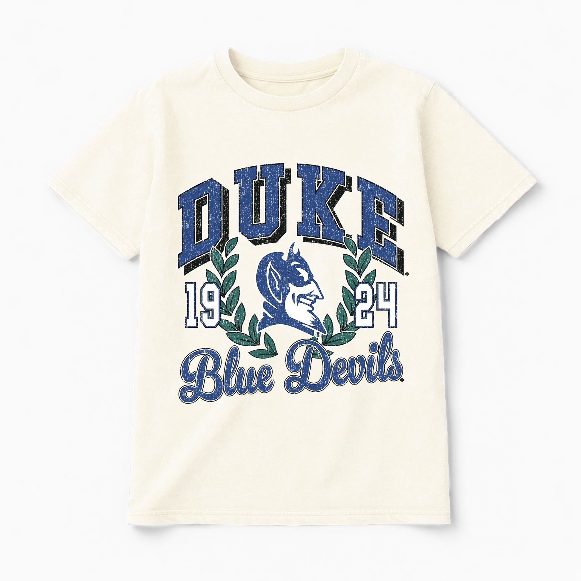 DUKE BLUE DEVILS RAISED ON VICTORY CLASSIC FIT COTTON BLEND CREWNECK TEE