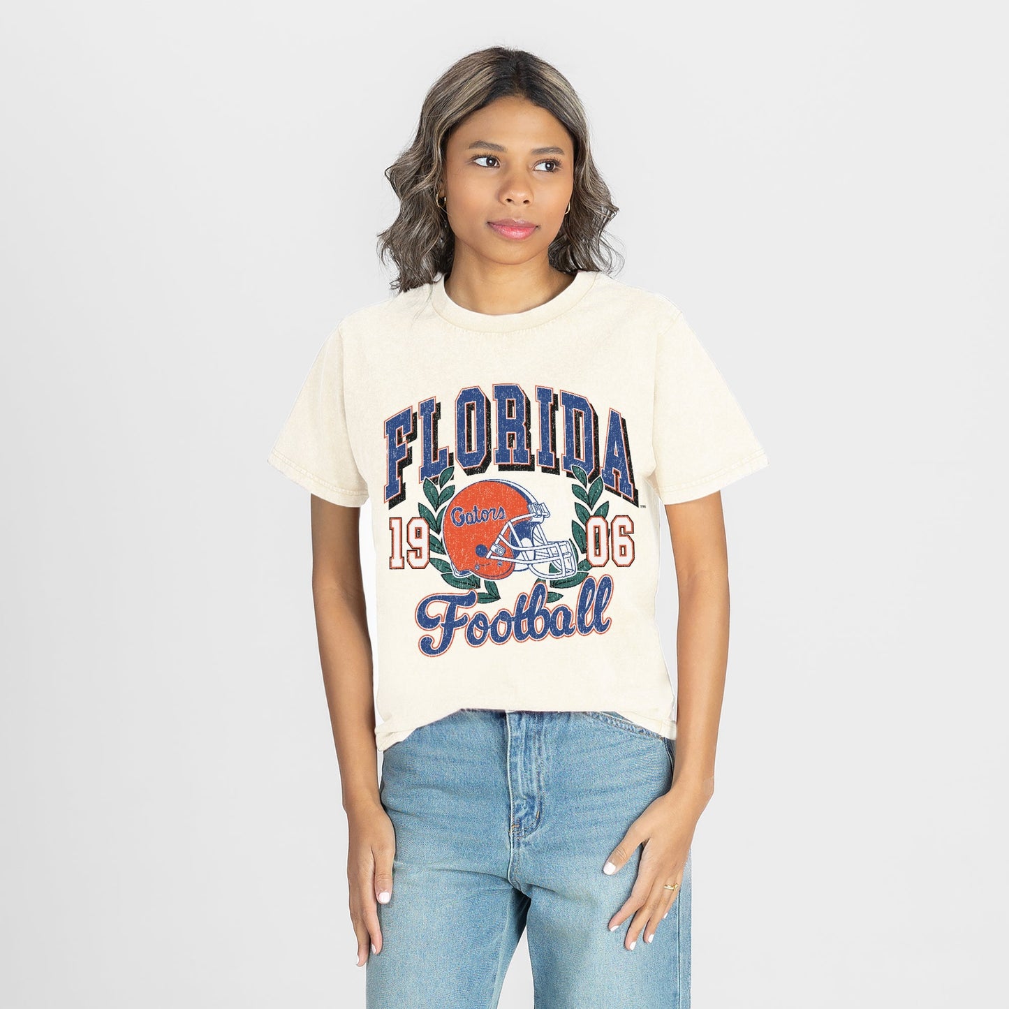 FLORIDA GATORS RAISED ON VICTORY CLASSIC FIT COTTON BLEND CREWNECK TEE