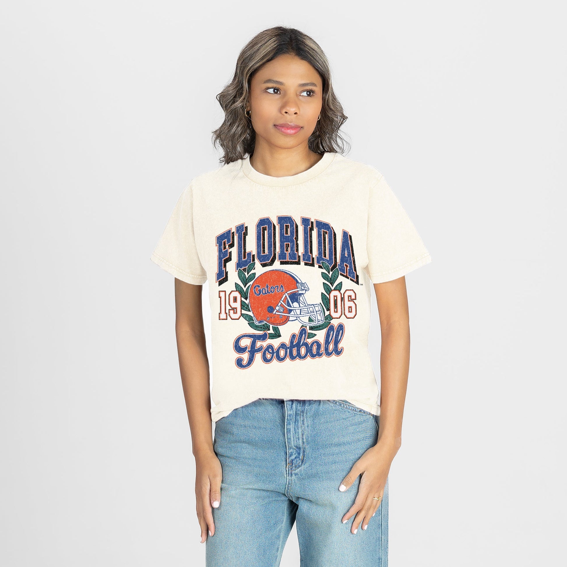 FLORIDA GATORS RAISED ON VICTORY CLASSIC FIT COTTON BLEND CREWNECK TEE