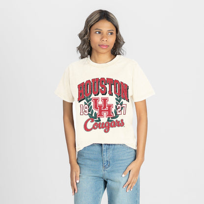 HOUSTON COUGARS RAISED ON VICTORY CLASSIC FIT COTTON BLEND CREWNECK TEE