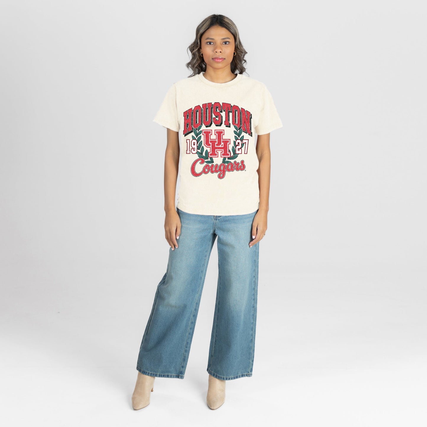 HOUSTON COUGARS RAISED ON VICTORY CLASSIC FIT COTTON BLEND CREWNECK TEE