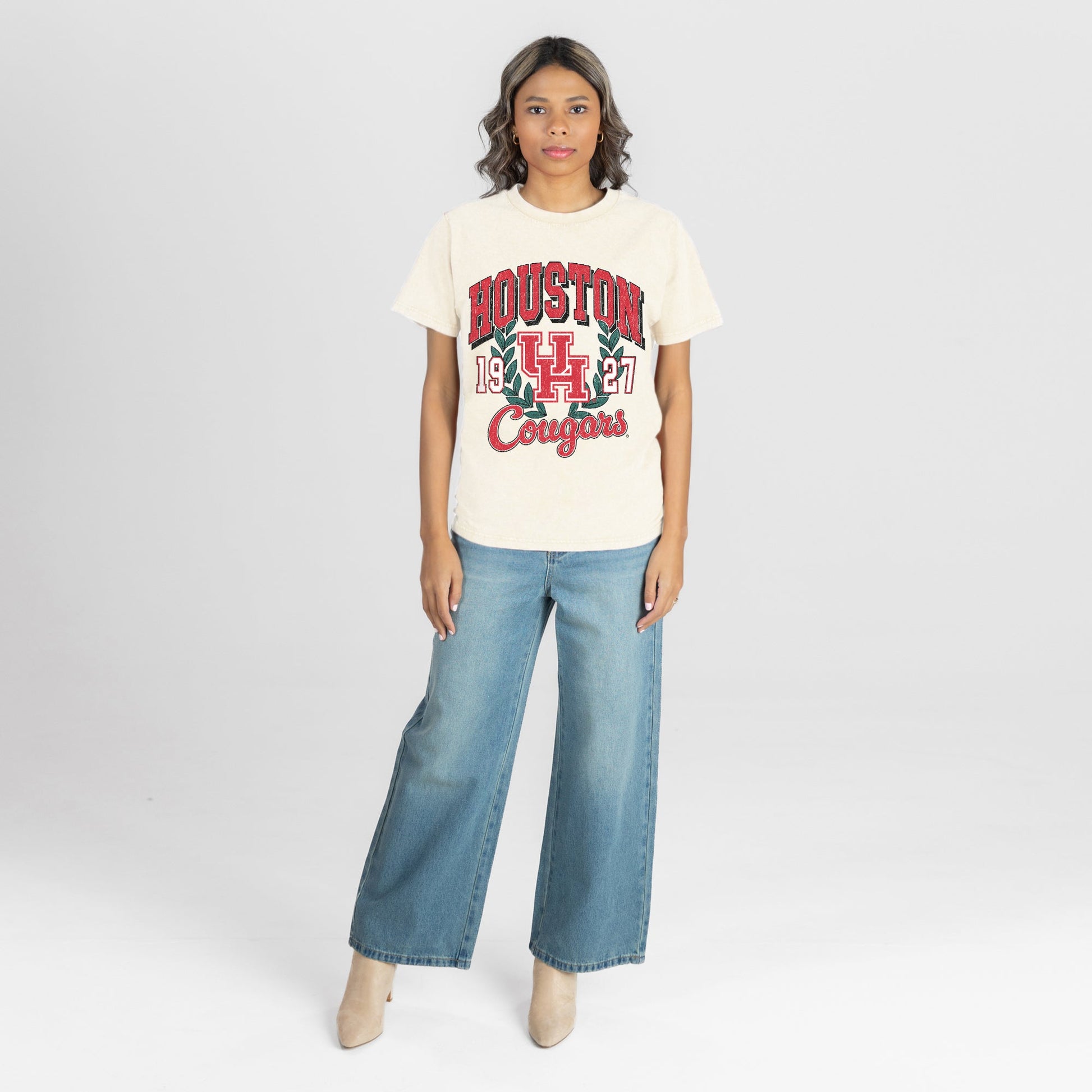 HOUSTON COUGARS RAISED ON VICTORY CLASSIC FIT COTTON BLEND CREWNECK TEE