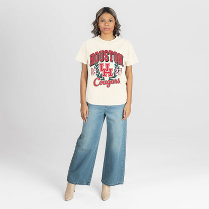 HOUSTON COUGARS RAISED ON VICTORY CLASSIC FIT COTTON BLEND CREWNECK TEE