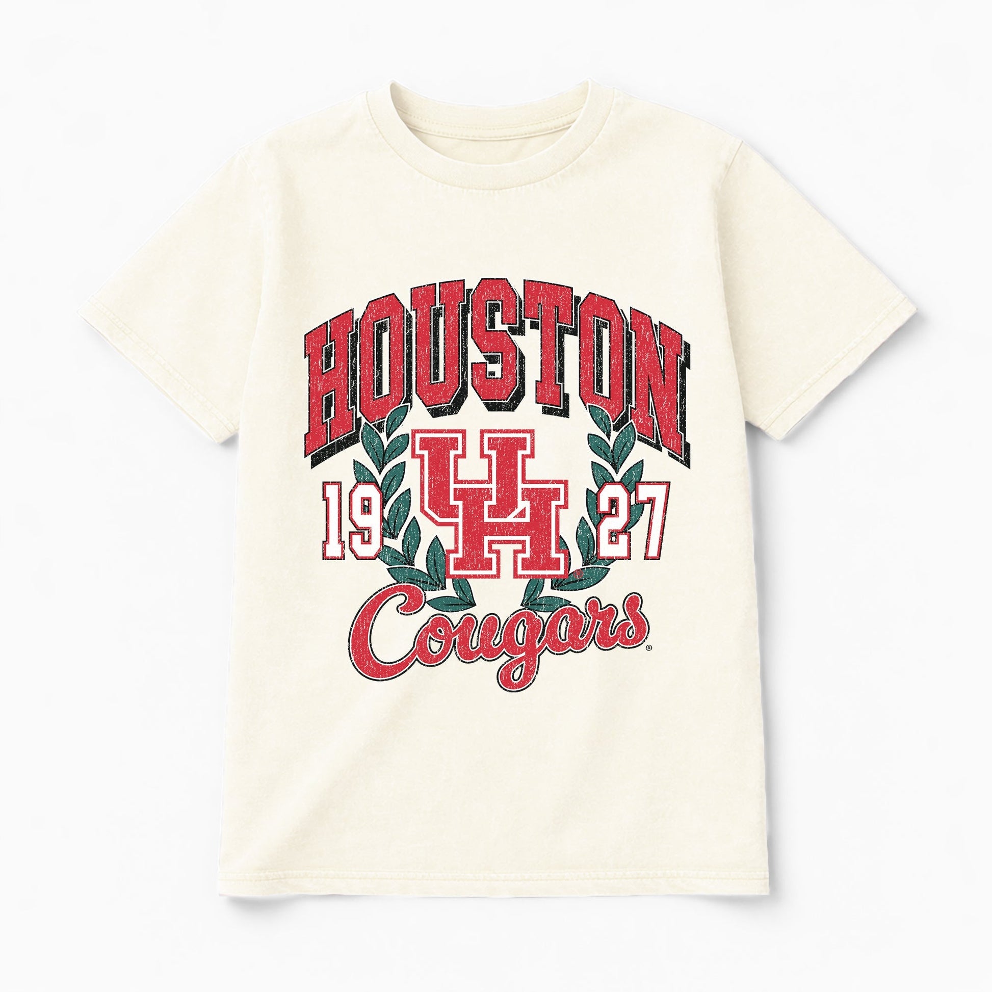 HOUSTON COUGARS RAISED ON VICTORY CLASSIC FIT COTTON BLEND CREWNECK TEE