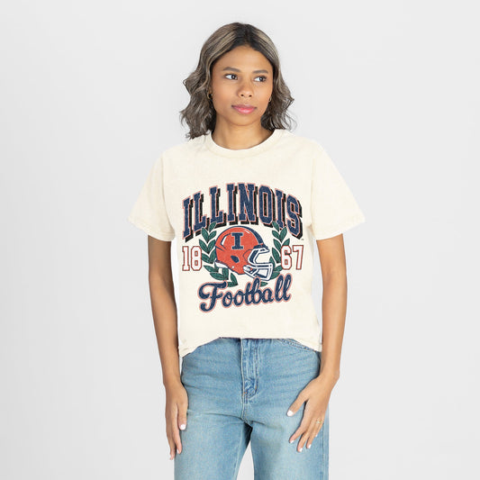 ILLINOIS FIGHTING ILLINI RAISED ON VICTORY CLASSIC FIT COTTON BLEND CREWNECK TEE