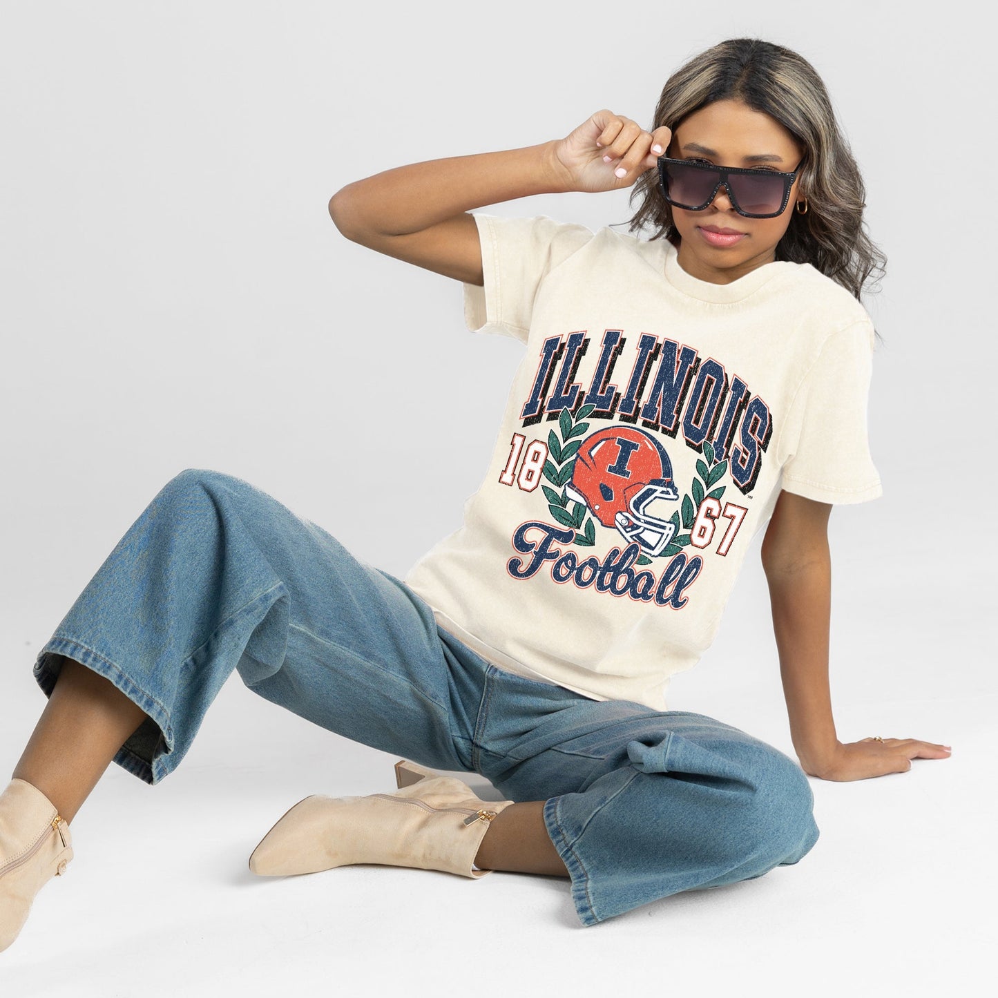 ILLINOIS FIGHTING ILLINI RAISED ON VICTORY CLASSIC FIT COTTON BLEND CREWNECK TEE