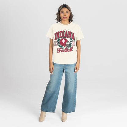 INDIANA HOOSIERS RAISED ON VICTORY CLASSIC FIT COTTON BLEND CREWNECK TEE