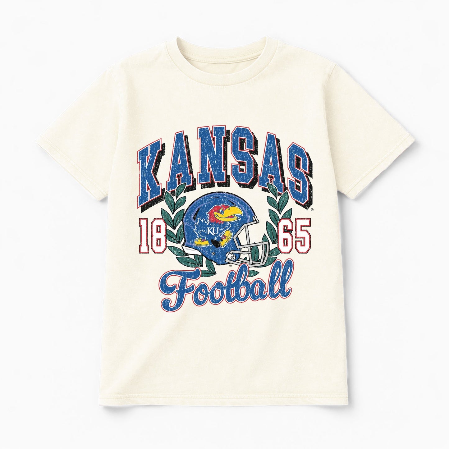KANSAS JAYHAWKS RAISED ON VICTORY CLASSIC FIT COTTON BLEND CREWNECK TEE