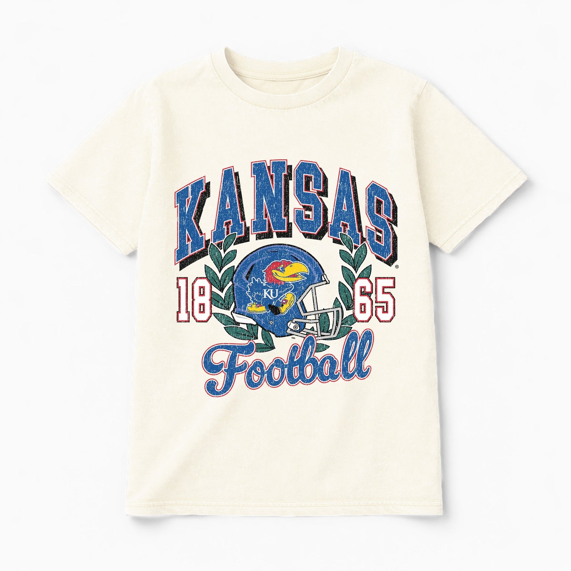 KANSAS JAYHAWKS RAISED ON VICTORY CLASSIC FIT COTTON BLEND CREWNECK TEE