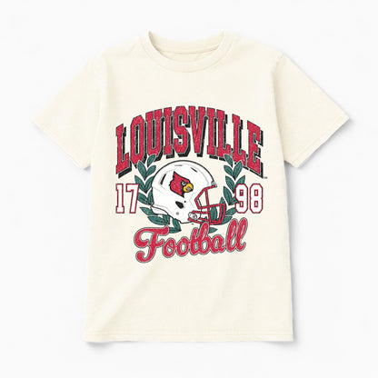 LOUISVILLE CARDINALS RAISED ON VICTORY CLASSIC FIT COTTON BLEND CREWNECK TEE