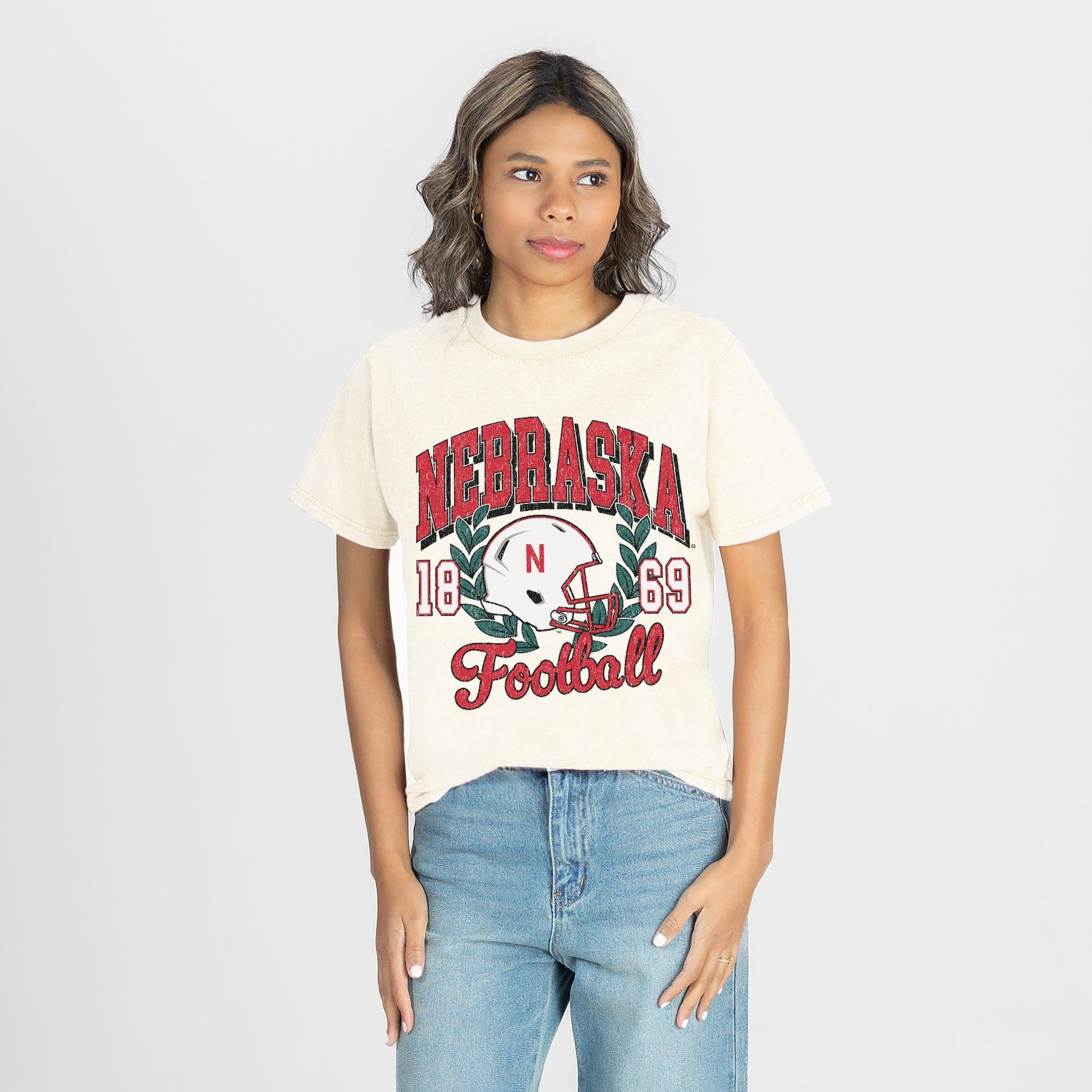 NEBRASKA CORNHUSKERS RAISED ON VICTORY CLASSIC FIT COTTON BLEND CREWNECK TEE
