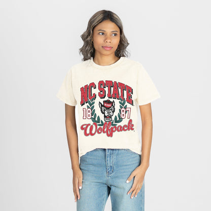 NORTH CAROLINA STATE WOLFPACK RAISED ON VICTORY CLASSIC FIT COTTON BLEND CREWNECK TEE