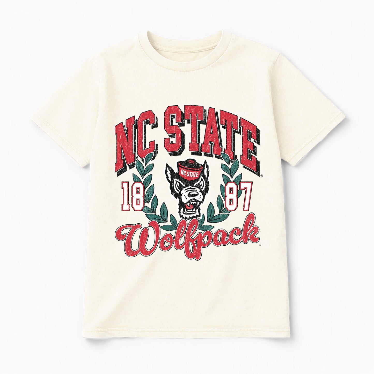 NORTH CAROLINA STATE WOLFPACK RAISED ON VICTORY CLASSIC FIT COTTON BLEND CREWNECK TEE