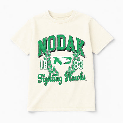NORTH DAKOTA FIGHTING HAWKS RAISED ON VICTORY CLASSIC FIT COTTON BLEND CREWNECK TEE