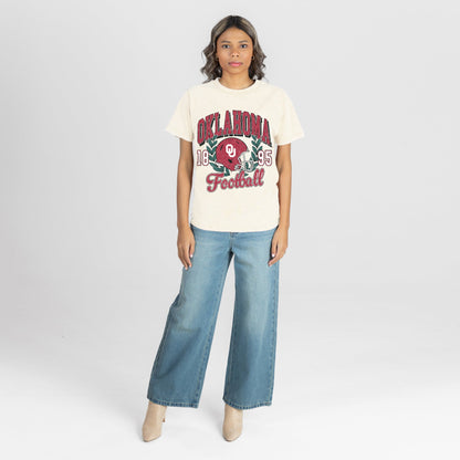 OKLAHOMA SOONERS RAISED ON VICTORY CLASSIC FIT COTTON BLEND CREWNECK TEE