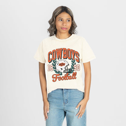 OKLAHOMA STATE COWBOYS RAISED ON VICTORY CLASSIC FIT COTTON BLEND CREWNECK TEE