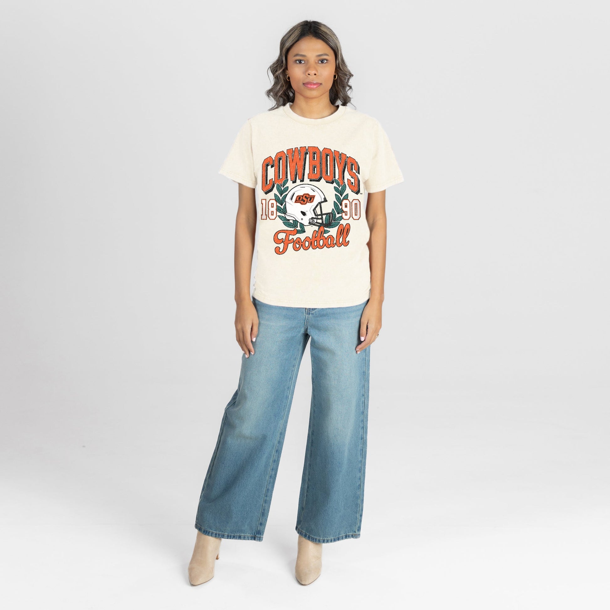 OKLAHOMA STATE COWBOYS RAISED ON VICTORY CLASSIC FIT COTTON BLEND CREWNECK TEE
