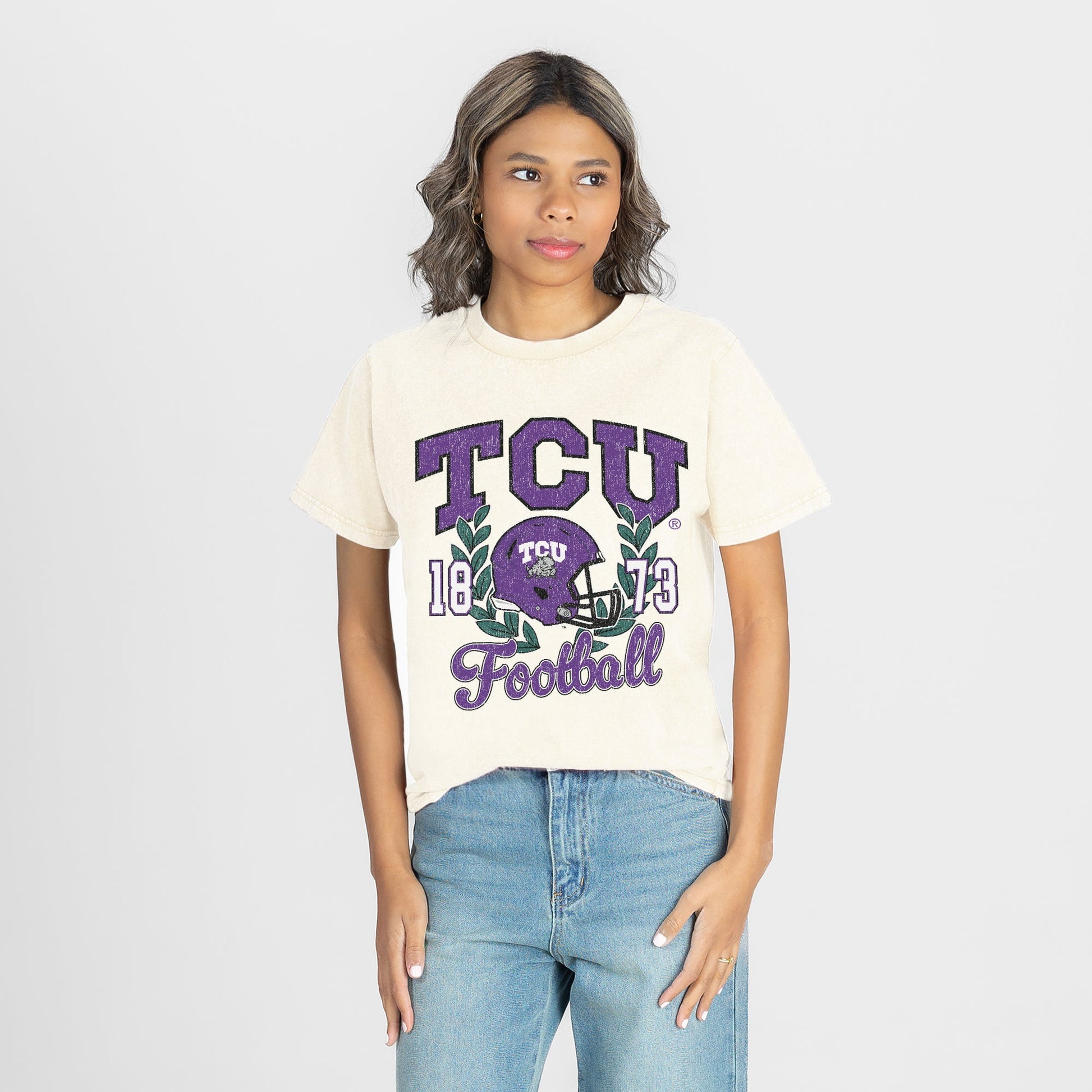 TCU HORNED FROGS RAISED ON VICTORY CLASSIC FIT COTTON BLEND CREWNECK TEE