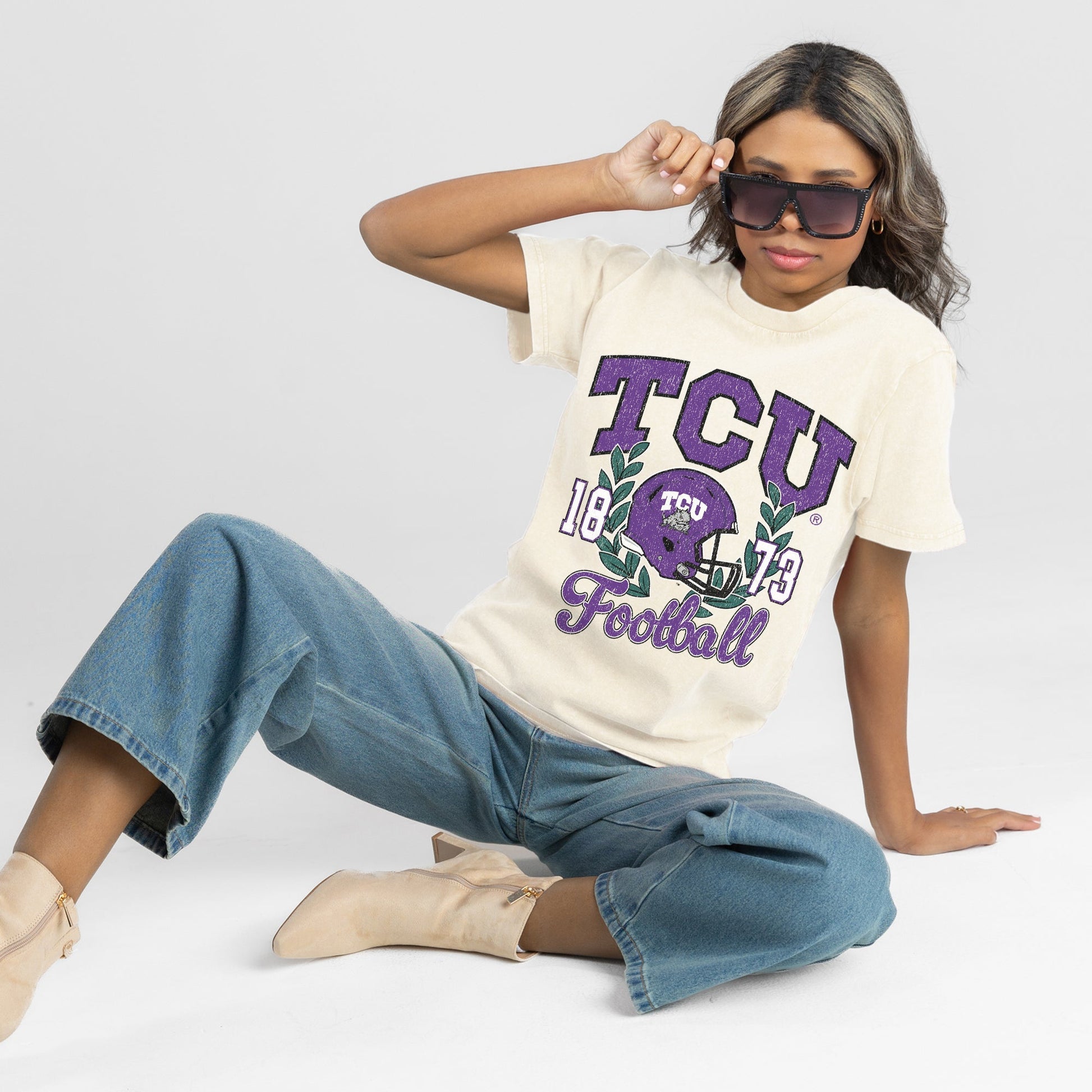 TCU HORNED FROGS RAISED ON VICTORY CLASSIC FIT COTTON BLEND CREWNECK TEE
