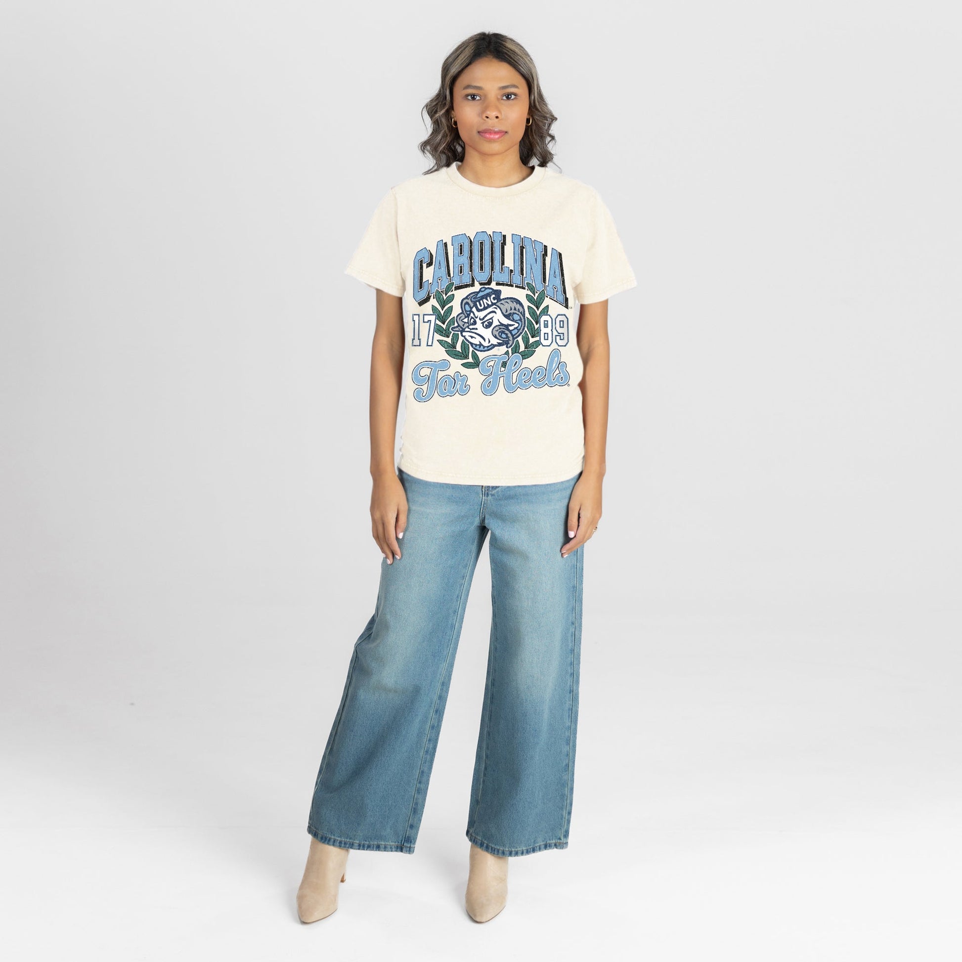 NORTH CAROLINA TAR HEELS RAISED ON VICTORY CLASSIC FIT COTTON BLEND CREWNECK TEE