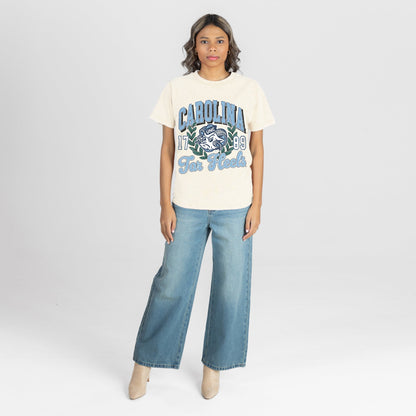 NORTH CAROLINA TAR HEELS RAISED ON VICTORY CLASSIC FIT COTTON BLEND CREWNECK TEE